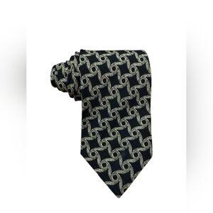 Valentino Tie 100% Silk Men’s tie Geometric design gold/black/grey EUC
